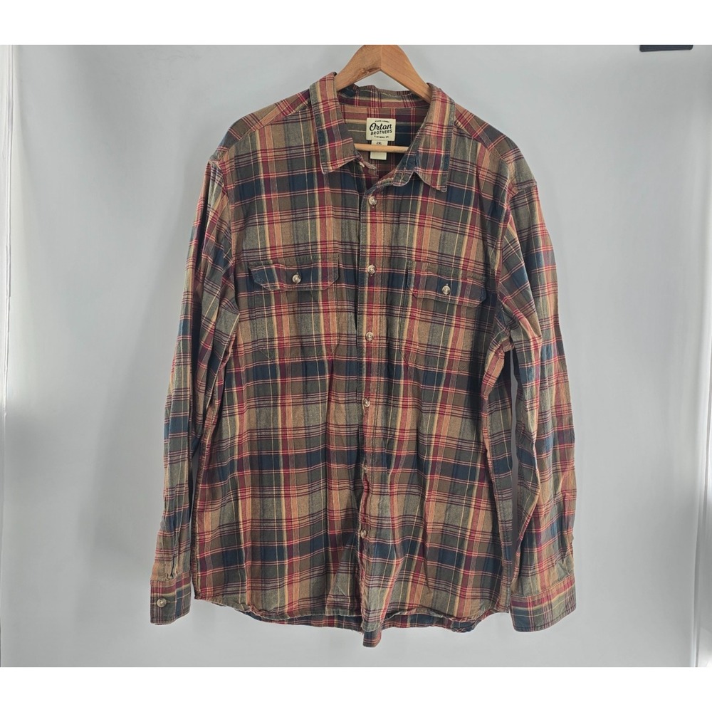 ORTON BROTHERS Shirt Mens Large‎ Plaid Longsleeve Button Down Front Pockets 2XL
